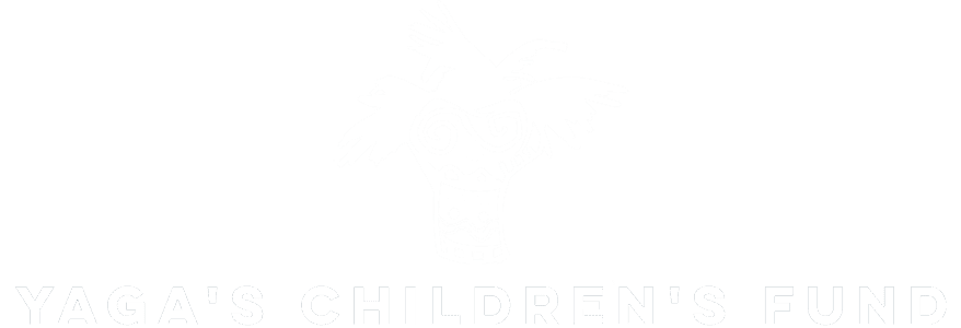 A stylized white logo featuring a decorated vase with two birds on top, above the text "YAGA'S CHILDREN'S FUND" in capital letters, supported by McNatt Contracting, on a light gray background. - McNatt Contracting